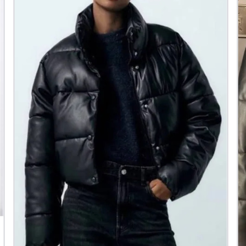 Zara Black Quilted Puffer Jacket